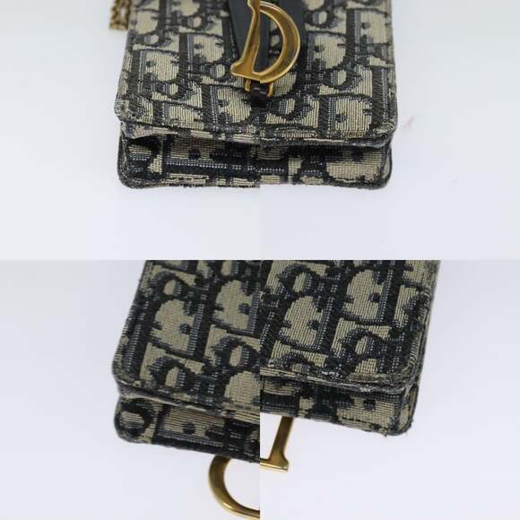 DIOR Oblique Chain Trotter Canvas Shoulder Bag Navy - Picture 10 of 12